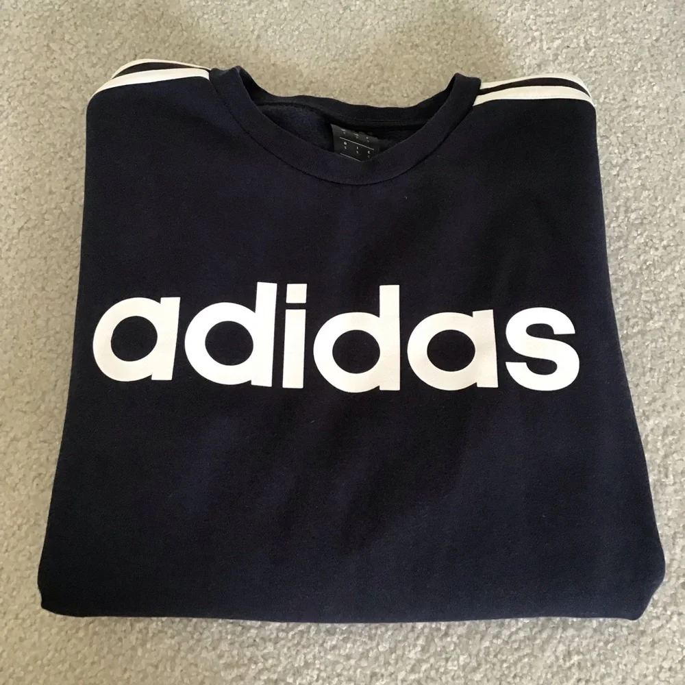 Adidas Navy & White Fleece Crewneck